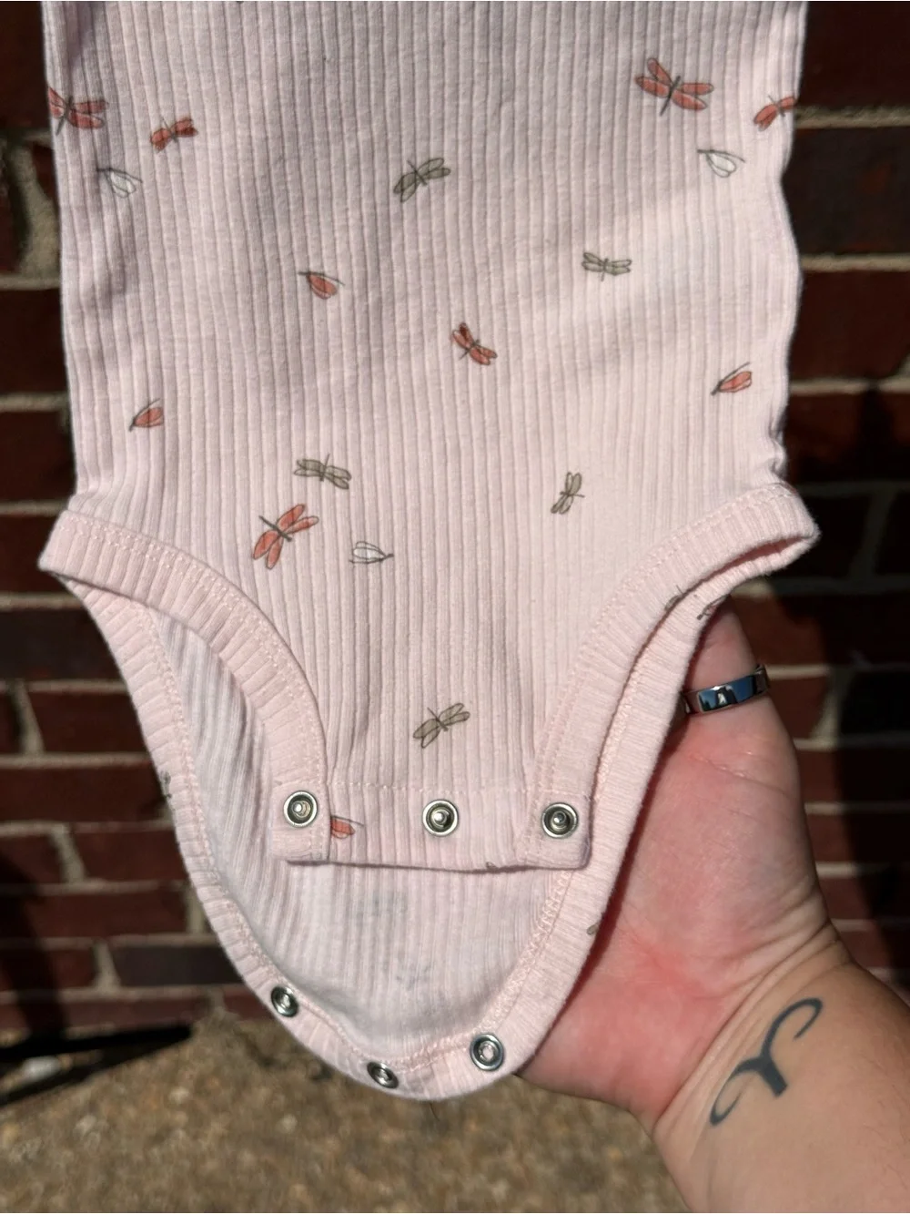 Carter's Light Pink Ribbed Dragonfly Print Baby Bodysuit